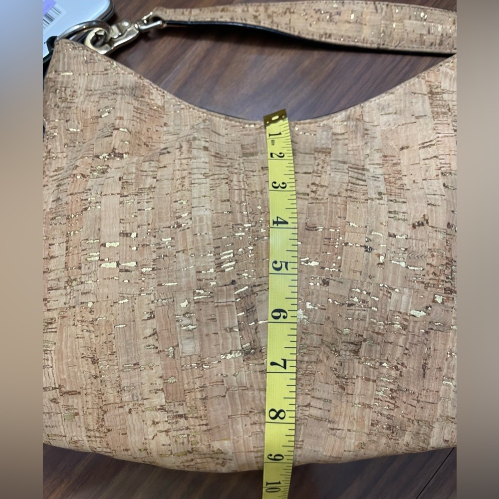 Neutral Cork Hobo Bag with Gold Fleck Accent - Picture 9 of 14